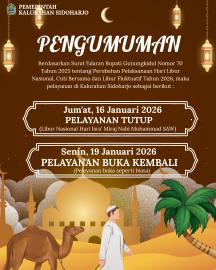 Informasi Libur Pelayanan Dalam Rangka Memperingati Isra' Miraj Nabi Muhammad